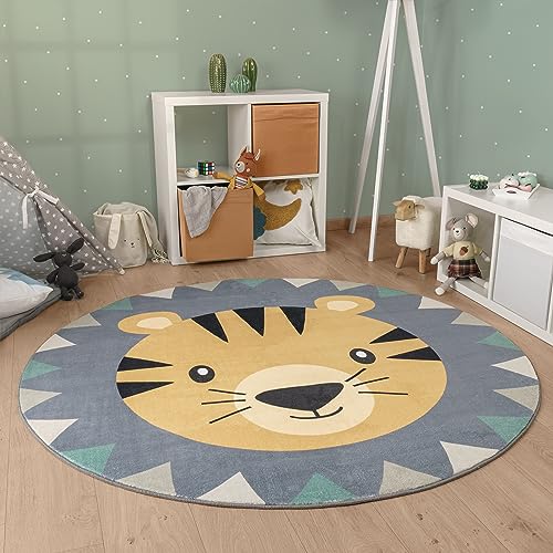 Paco Home Kinderteppich Teppich Kinderzimmer Rund Spielmatte Babymatte Waschbar Bis 30 Grad Löwenkopf Bärenkopf Moderne Deko, Grösse:160 cm Rund, Farbe:Bunt Paco Home Kinderteppich Teppich Kinderzimmer Rund Spielmatte Babymatte Waschbar Bis 30 Grad Löwenkopf Bärenkopf Moderne Deko, Grösse:160 cm Rund, Farbe:Bunt von Paco Home