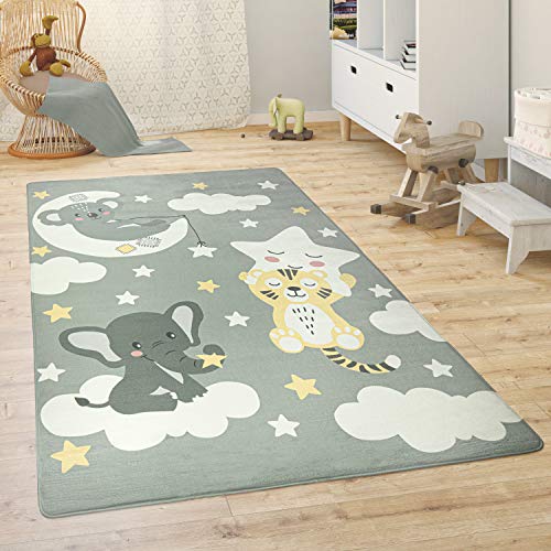 Paco Home Kinderteppich Teppich Kinderzimmer Spielmatte Babymatte rutschfest Modern Tiere Regenbogen Herz, Grösse:155x230 cm, Farbe:Grau 2 von Paco Home