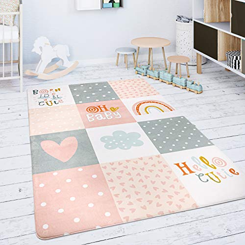 Paco Home Kinderteppich Teppich Kinderzimmer Spielmatte Rauten Sterne Grau Rosa Weiß, Grösse:120x160 cm von Paco Home