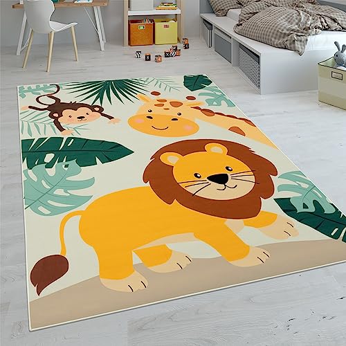 Paco Home Kinderteppich Teppich Kinderzimmer Spielteppich Junge Mädchen Modern rutschfest, Grösse:120x160 cm, Farbe:Beige 3 von Paco Home