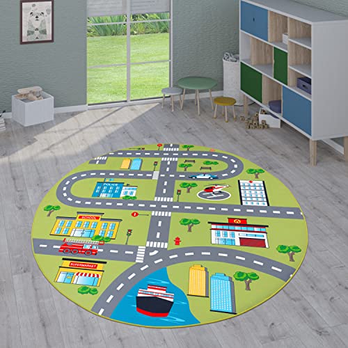 Paco Home Kinderteppich Teppich Kinderzimmer Spielteppich Junge Mädchen Modern rutschfest, Grösse:160 cm Rund, Farbe:Grün 3 Paco Home Kinderteppich Teppich Kinderzimmer Spielteppich Junge Mädchen Modern rutschfest, Grösse:160 cm Rund, Farbe:Grün 3 von Paco Home