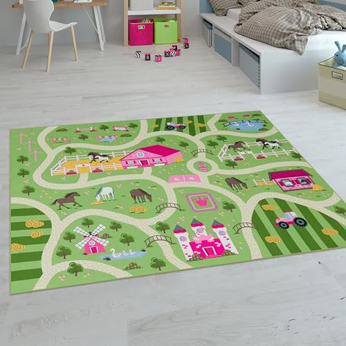 Paco Home Kinderteppich Teppich Kinderzimmer Spielteppich Junge Mädchen Modern rutschfest, Grösse:80x150 cm, Farbe:Grün von Paco Home
