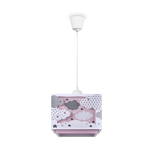 Paco Home Kinderzimmer Deckenlampe Pendelleuchte Lampenschirm Stoff E27 Wolken Im Dunkeln Leuchtend von Paco Home