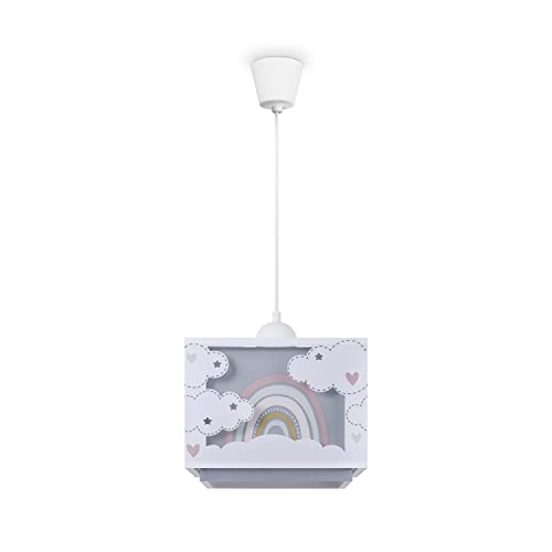 Paco Home Hängelampe Kinderzimmer Deckenlampe Pendelleuchte Lampenschirm Stoff E27 Regenbogen Im Dunkeln Leuchtend von Paco Home