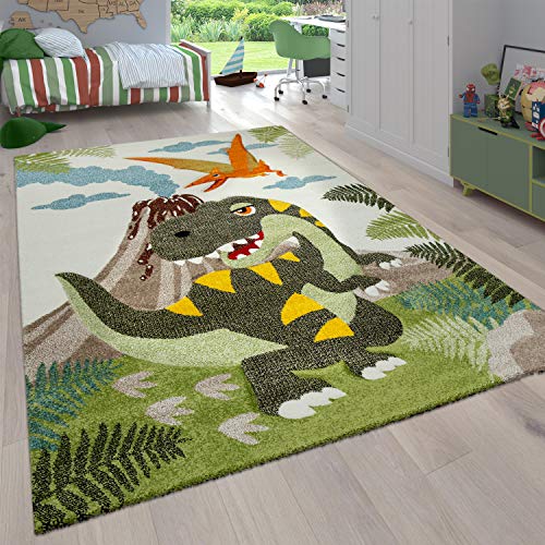 Paco Home Kinderzimmer Kinderteppich für Jungen mit Tier u. Dschungel Motiven Kurzflor, Grösse:120x170 cm, Farbe:Grün 4 von Paco Home