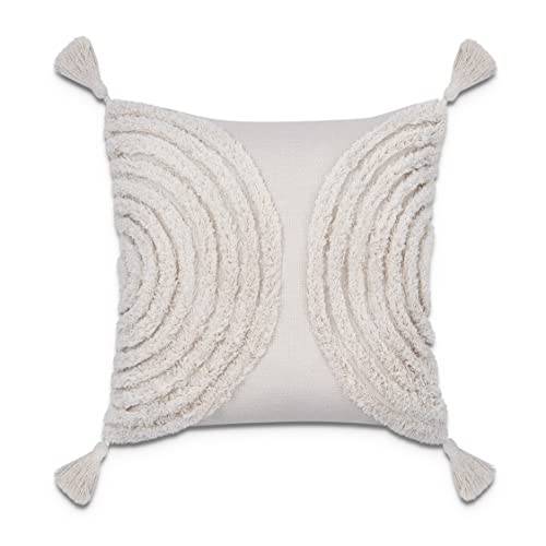 Paco Home Kissen Bezug Kissenbezüge Mit Quastenfransen Boho Kissenbezug Kissenhülle Boho Sofa Couchkissen Zierkissen, Farbe:Creme, Sets:Single von Paco Home