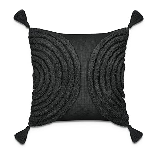 Paco Home Kissen Bezug Kissenbezüge Mit Quastenfransen Boho Kissenbezug Kissenhülle Boho Sofa Couchkissen Zierkissen, Farbe:Schwarz, Sets:Single von Paco Home