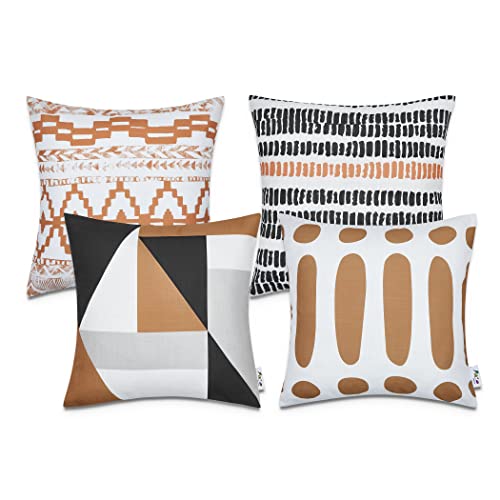 Paco Home Kissen Kissenbezug Sofakissen Bezug Kissenhülle Dekokissen Zierkissen Couchkissen Modern Geometrische Muster, Farbe:Braun, Sets:4pcs-Set von Paco Home