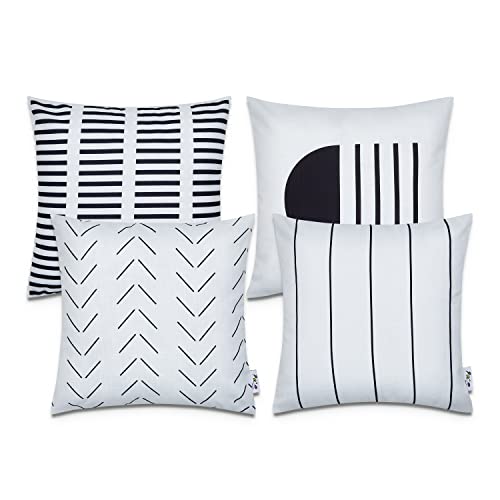 Paco Home Kissen Kissenbezug Sofakissen Bezug Kissenhülle Dekokissen Zierkissen Couchkissen Modern Geometrische Muster, Farbe:Weiß, Sets:4pcs-Set von Paco Home