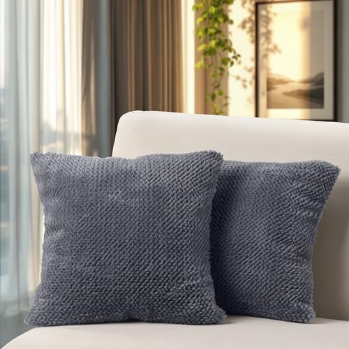 Paco Home Kissenbezug 2er Set Deko Wohnzimmer Sofakissen Bezug Couchkissen Kissenhülle Dekokissen Boho Weich Waschbar, Farbe:Anthrazit, Sets:2pcs-Set von Paco Home