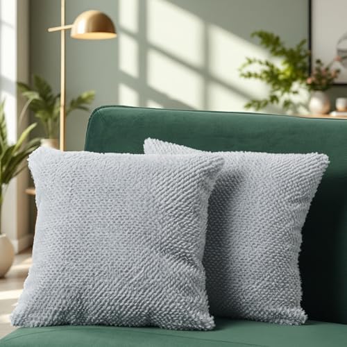 Paco Home Kissenbezug 2er Set Deko Wohnzimmer Sofakissen Bezug Couchkissen Kissenhülle Dekokissen Boho Weich Waschbar, Farbe:Grau, Sets:2pcs-Set von Paco Home