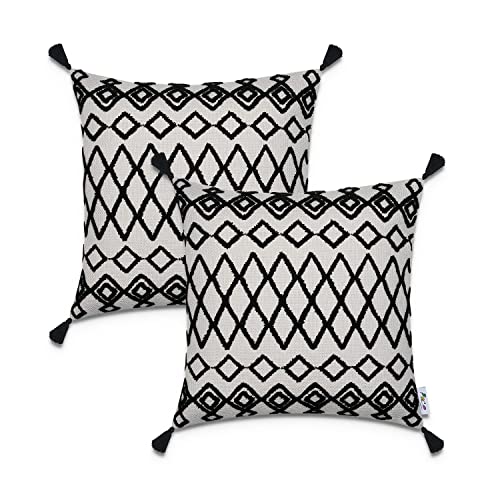 Paco Home Kissenbezug Deko Kissenhülle Bezug Kissenbezüge Zierkissen 2er Set Sofa Zierkissen Wohnzimmer Blätter Skandi, Farbe:Schwarz 4, Sets:2pcs-Set von Paco Home