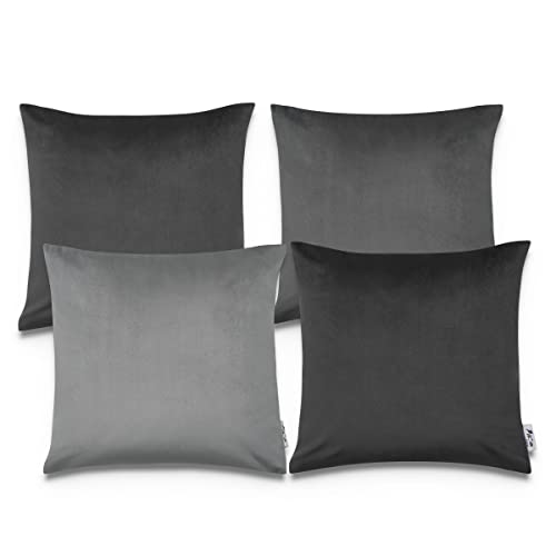 Paco Home Kissenbezug Kissen Sofa 4er Set Sofakissen Bezug Kissenhülle Deko Zierkissen Schlafzimmer Kordsamt Samt 45x45, Farbe:Grau, Sets:4pcs-Set von Paco Home