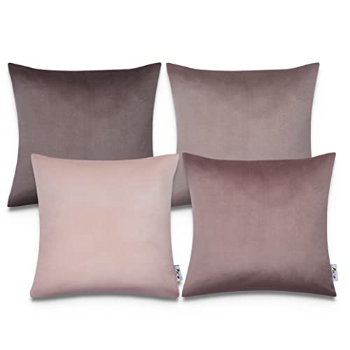 Paco Home Kissenbezug Kissen Sofa 4er Set Sofakissen Bezug Kissenhülle Deko Zierkissen Schlafzimmer Kordsamt Samt 45x45, Farbe:Rosa, Sets:4pcs-Set von Paco Home