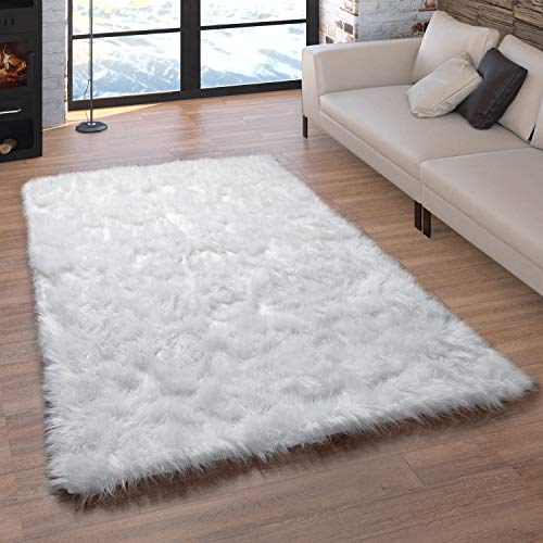 Paco Home Kunstfell Fellteppich Imitat Sitzkissen Herfzorm Rund Verschiedene Formen, Weiß, Grösse:60x100 cm von Paco Home