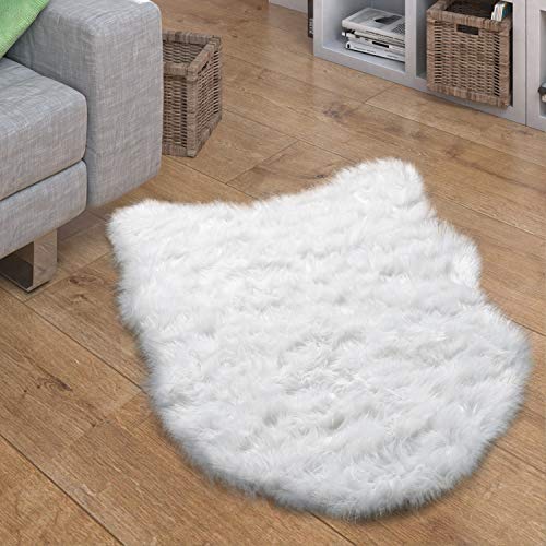 Paco Home Kunstfell Fellteppich Imitat Sitzkissen Herfzorm Rund Verschiedene Formen, Weiß, Grösse:80x120 cm Fell-Form von Paco Home