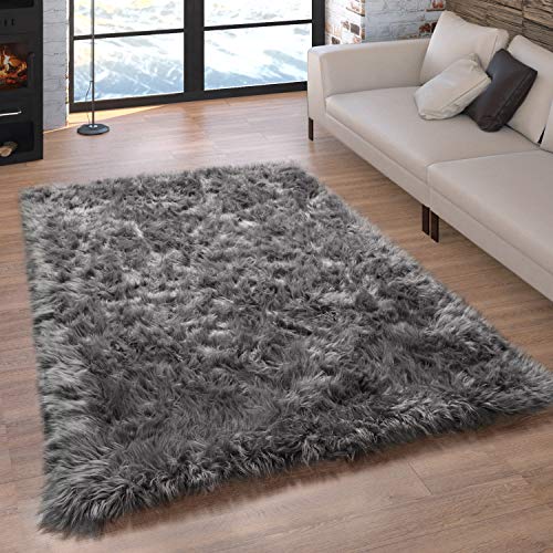 Paco Home Kunstfell Fellteppich Imitat Sitzkissen Herzform Rund Versch. Formen Dunkelgrau, Grösse:40x60 cm von Paco Home