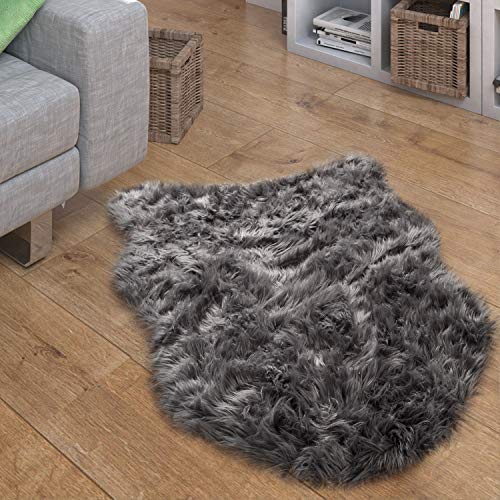 Paco Home Kunstfell Fellteppich Imitat Sitzkissen Herzform Rund Versch. Formen Dunkelgrau, Grösse:80x120 cm Fell-Form von Paco Home
