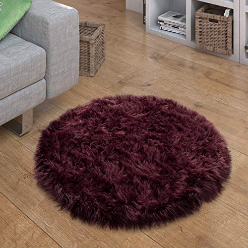 Paco Home Kunstfell Fellteppich Imitat Sitzkissen Herzform Rund Verschiedene Formen Lila, Grösse:45 cm Rund von Paco Home