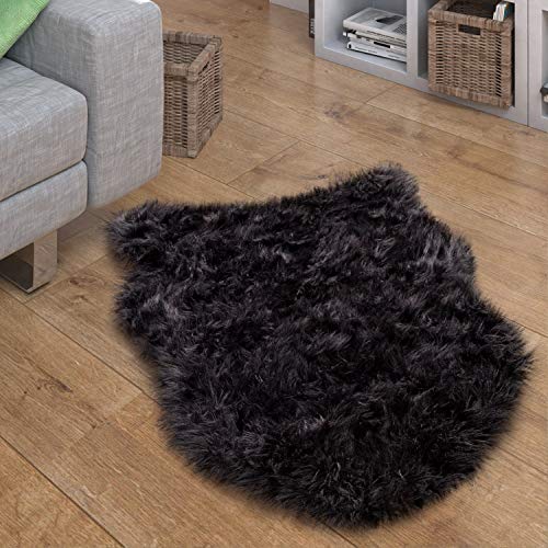 Paco Home Kunstfell Fellteppich Imitat Sitzkissen Herzform Rund Verschiedene Formen Schwarz, Grösse:55x80 cm Fell-Form von Paco Home
