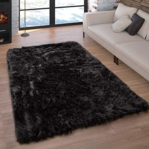 Paco Home Kunstfell Fellteppich Imitat Sitzkissen Herzform Rund Verschiedene Formen Schwarz, Grösse:60x100 cm von Paco Home