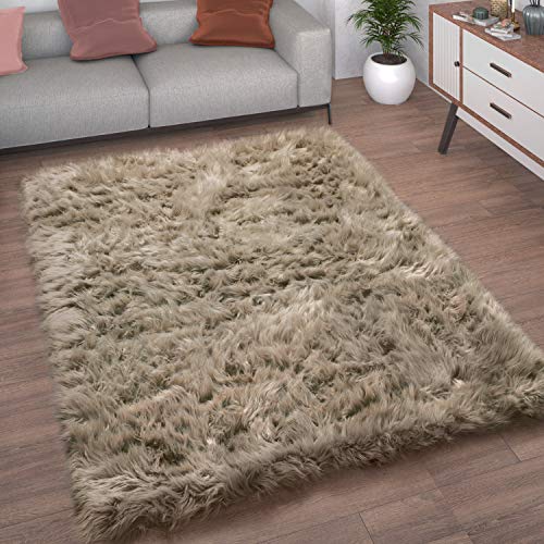 Paco Home Kunstfell Fellteppich Imitat Teppich Hochflor Sitzkissen Herzform Rund Fell Form, Grösse:60x100 cm, Farbe:Beige von Paco Home