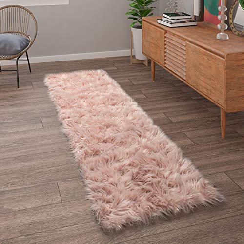 Paco Home Kunstfell Fellteppich Imitat Teppich Hochflor Sitzkissen Herzform Rund Fell Form, Grösse:80x150 cm, Farbe:Rosa von Paco Home