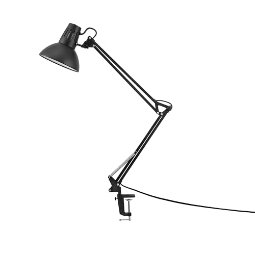 Paco Home LED Lampe Tischleuchte Deko Tischlampe Schreibtischlampe Arbeitszimmer Büro Modern Höhenverstellbar Rund E27, Farbe:Schwarz 1, Leuchtenart___Farbe:Tischleuchte - Schwarz von Paco Home