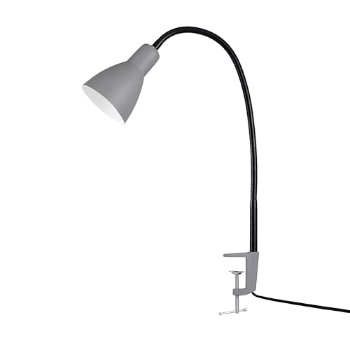 Paco Home LED Lampe Tischleuchte Deko Tischlampe Schreibtischlampe Arbeitszimmer Büro Modern Höhenverstellbar Rund E27, Farbe:Schwarz 4, Leuchtenart___Farbe:Tischleuchte Grau von Paco Home