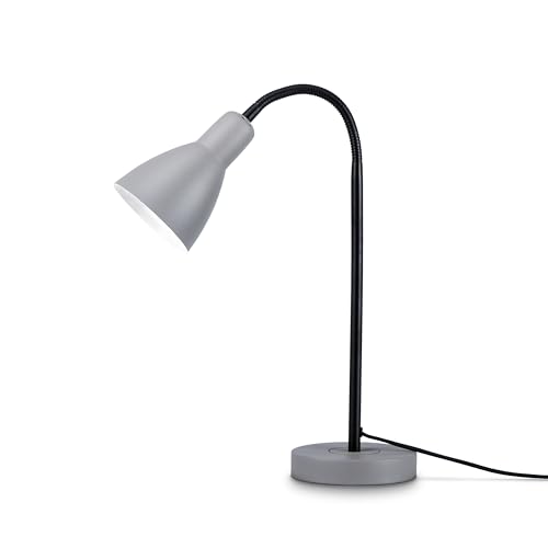 Paco Home LED Lampe Tischleuchte Deko Tischlampe Schreibtischlampe Arbeitszimmer Büro Modern Höhenverstellbar Rund E27, Farbe:Schwarz 5, Leuchtenart___Farbe:Tischleuchte Grau von Paco Home