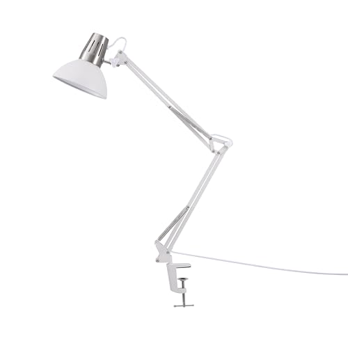 Paco Home LED Lampe Tischleuchte Deko Tischlampe Schreibtischlampe Arbeitszimmer Büro Modern Höhenverstellbar Rund E27, Farbe:Silber 1, Leuchtenart___Farbe:Tischleuchte - Weiß von Paco Home