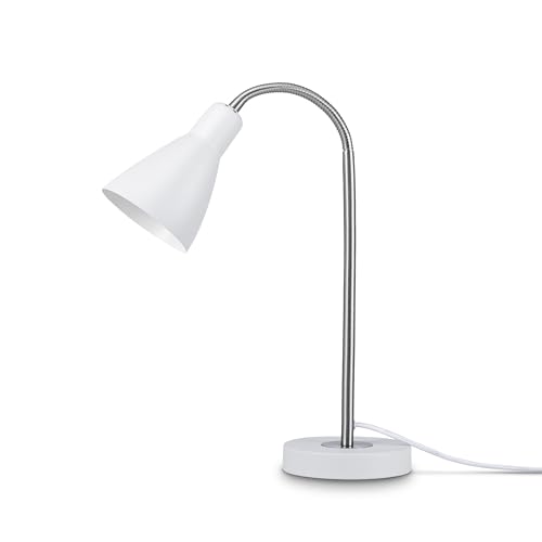 Paco Home LED Lampe Tischleuchte Deko Tischlampe Schreibtischlampe Arbeitszimmer Büro Modern Höhenverstellbar Rund E27, Farbe:Silber 3, Leuchtenart___Farbe:Tischleuchte - Weiß von Paco Home