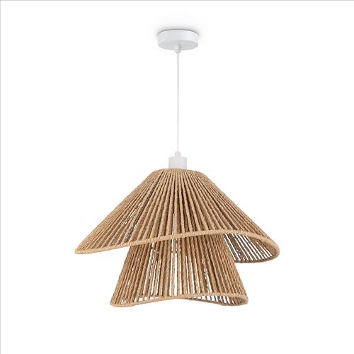 Paco Home LED Pendellampe Wohnzimmer Pendelleuchte Esszimmer Hängeleuchte Küche Lampenschirm Papier Deko Boho Style E27, Farbe:Weiß, Leuchtenart___Farbe:Typ 5 von Paco Home