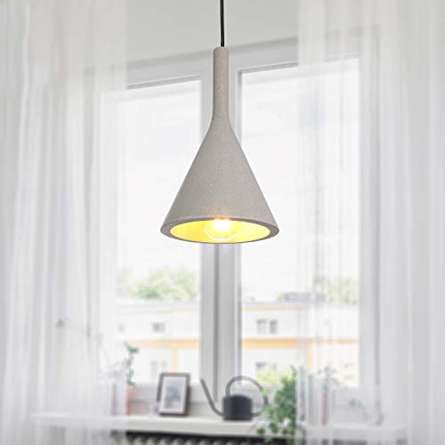 Paco Home Pendelleuchte, E27, Lampe Für Wohnzimmer Esszimmer Küche, Höhenverstellbar, Farbe: Beton-Stein-Grau, Leuchtmittel: ohne Leuchtmittel von Paco Home