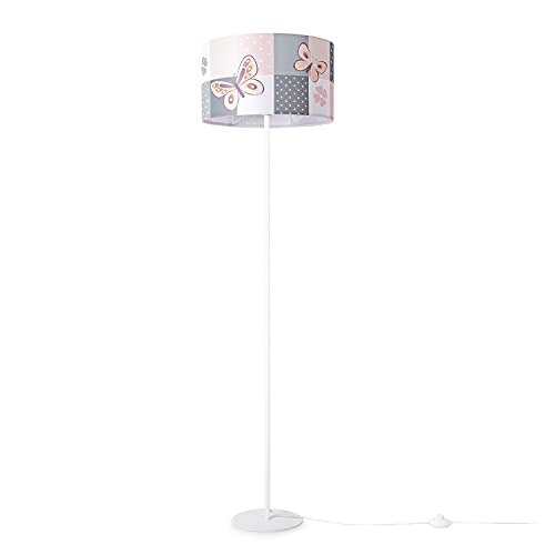 Paco Home Stehlampe Kinderzimmer Lampenschirm Rund Stofflampe Stehleuchte Baby Bunt E27 Kariert Regenbogen Mit Kabel, Farbe:Design 1 (Ø38 cm), Leuchtenart___Farbe:Stehleuchte Einbein - Weiß von Paco Home