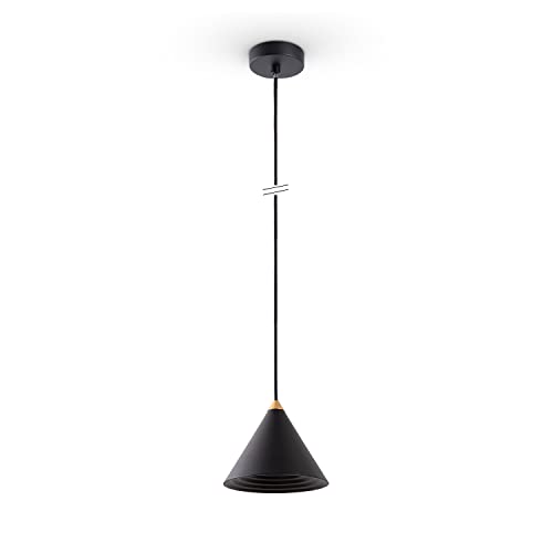 Paco Home Lampe Pendelleuchte Esstisch Lampenschirm Hängelampe Vintage Wohnzimmerlampe Deckenbeleuchtung E27 GU10, Farbe:Schwarz-Gold, Leuchtenform__Größe:Ø15,5cm von Paco Home