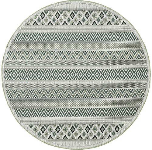 Mia´s Teppiche Martina In- & Outdoor Teppich grün - Design 2-160 cm rund von Mias Teppiche