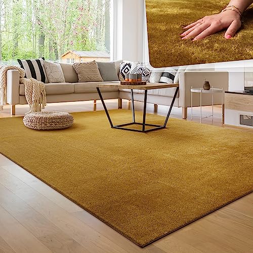 Paco Home Moderner Kuscheliger Wohnzimmer Teppich Kurzflor waschbar flauschig Weich Einfarbig Felloptik zeitlos stilvoll rutschfest pflegeleicht, Grösse:200x280 cm, Farbe:Gelb von Paco Home