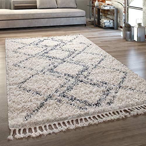 Paco Home Orient Teppich In Versch. Farben Wohnzimmer Hochflor Rauten Muster Berber Stil, Grösse:120x170 cm, Farbe:Creme Paco Home Orient Teppich In Versch. Farben Wohnzimmer Hochflor Rauten Muster Berber Stil, Grösse:120x170 cm, Farbe:Creme von Paco Home