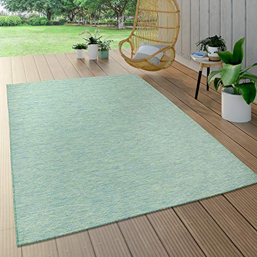 Paco Home Outdoor Teppich Balkon Terrasse Pastellfarben Flachgewebe Gartenteppich Modern, Grösse:80x150 cm, Farbe:Türkis von Paco Home