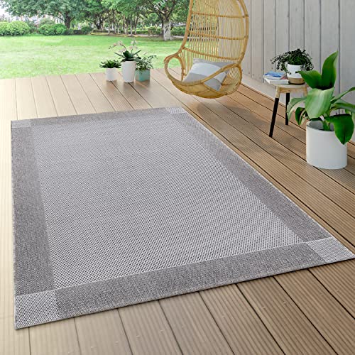 Paco Home Outdoor Teppich Balkon Terrasse Küchenteppich Sisal Optik Bordüre Einfarbig Creme Grau, Grösse:120x170 cm von Paco Home