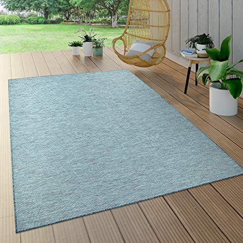 Paco Home Outdoor Teppich Balkon Terrasse Pastellfarben Flachgewebe Gartenteppich Modern, Grösse:80x250 cm, Farbe:Petrol von Paco Home