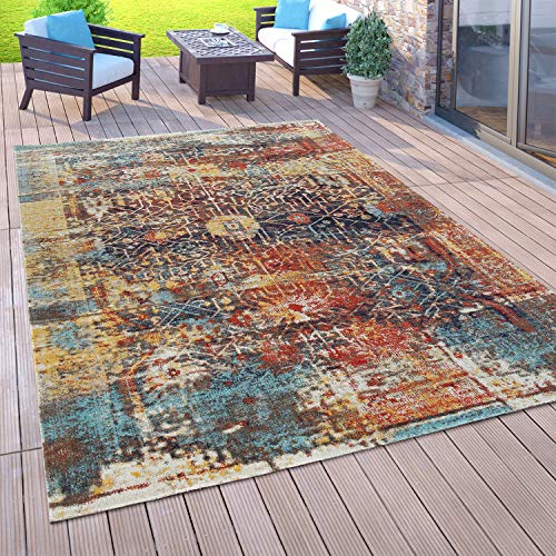 Paco Home Outdoor Teppich Balkon Terrasse Vintage Küchenteppich Orient Muster Rauten Ethno, Grösse:120x170 cm, Farbe:Bunt 3 von Paco Home