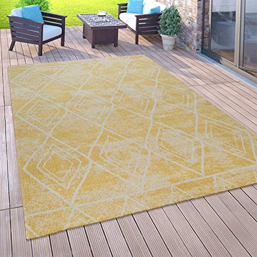 Paco Home Outdoor Teppich Balkon Terrasse Vintage Küchenteppich Orient Muster Rauten Ethno, Grösse:160x220 cm, Farbe:Gelb Paco Home Outdoor Teppich Balkon Terrasse Vintage Küchenteppich Orient Muster Rauten Ethno, Grösse:160x220 cm, Farbe:Gelb von Paco Home