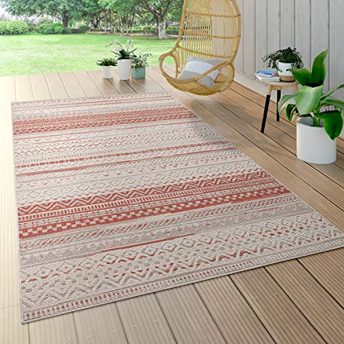 Paco Home Outdoor Teppich Für Terrasse Und Balkon, Geometrisches Muster, Modern In Rot, Grösse:160x230 cm von Paco Home