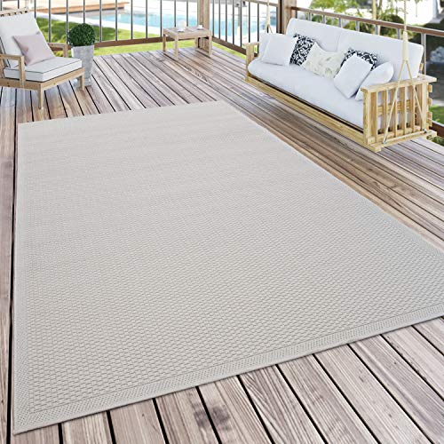 Paco Home Outdoor Teppich Für Terrasse Und Balkon Küchenteppich Einfarbig Modern Creme Beige, Grösse:200x350 cm von Paco Home