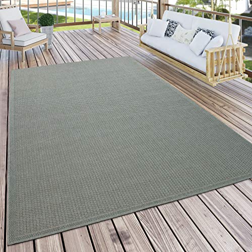 Paco Home Outdoor Teppich Für Terrasse Und Balkon Küchenteppich Einfarbig Modern Grün, Grösse:300x400 cm von Paco Home