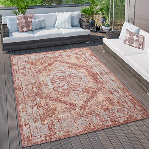 Paco Home Outdoor Teppich Küchenteppich Balkon Terrasse Verschiedene Muster Farben Größen, Grösse:160x220 cm, Farbe:Rot von Paco Home