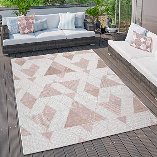 Paco Home Outdoor Teppich Küchenteppich Balkon Terrasse Verschiedene Muster Farben Größen, Grösse:80x150 cm, Farbe:Rosa von Paco Home