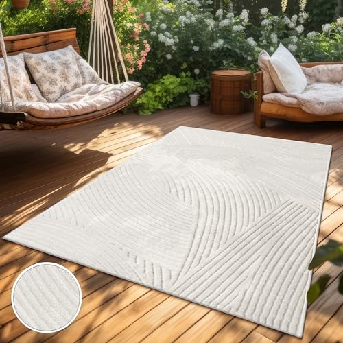 Paco Home Teppich In- & Outdoor, Moderne abstrakte Boho Designs mit 3D Struktur, robust & wetterfest, ideal für Terrasse Wohnzimmer & Küche, Grösse:80x150 cm, Farbe:Creme 5 Paco Home Teppich In- & Outdoor, Moderne abstrakte Boho Designs mit 3D Struktur, robust & wetterfest, ideal für Terrasse Wohnzimmer & Küche, Grösse:80x150 cm, Farbe:Creme 5 von Paco Home